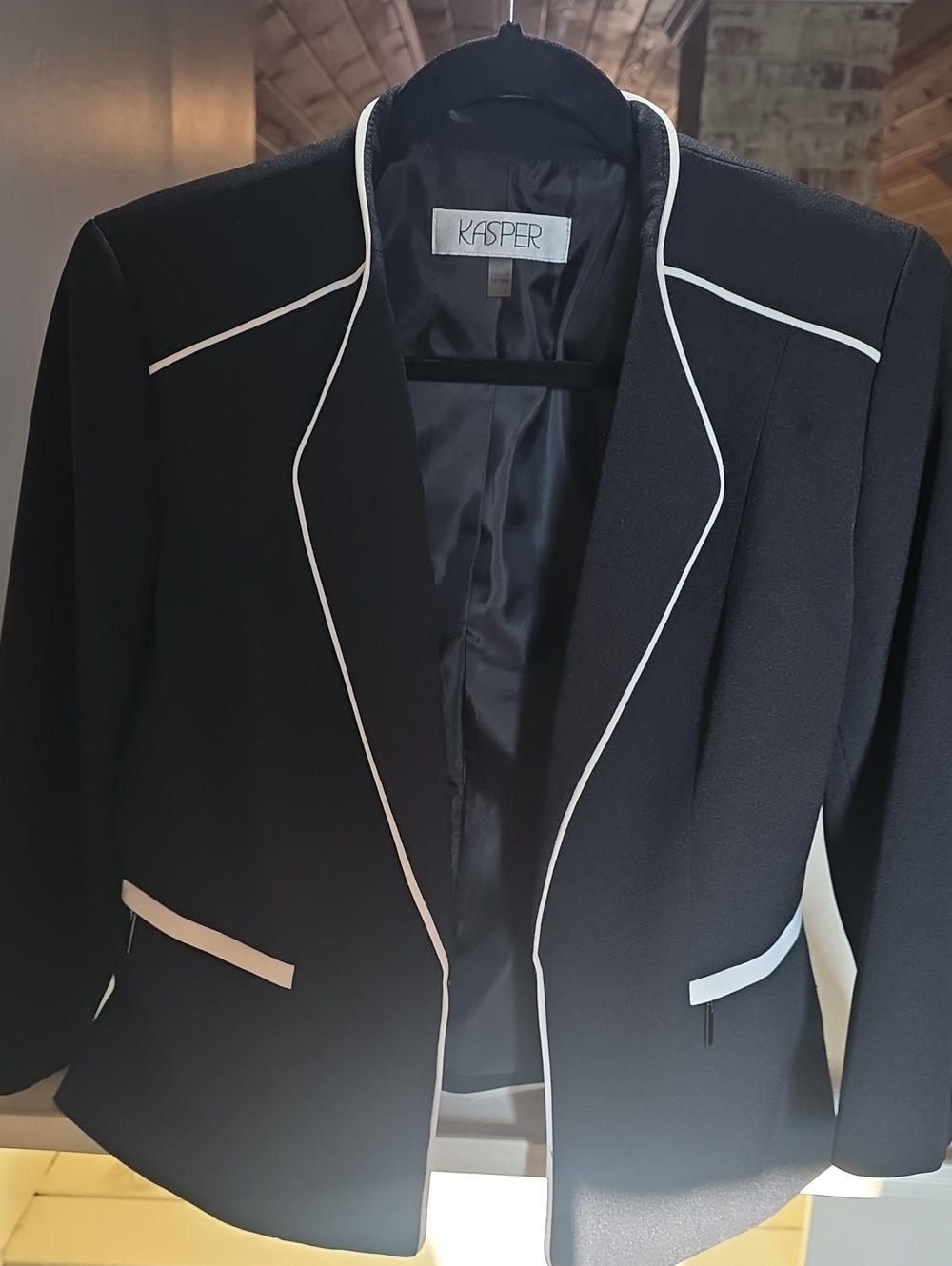 Kasper Black Blazer with White Trim